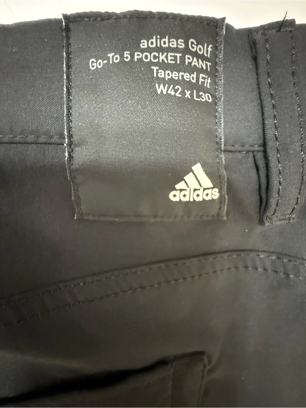 Men’s Adidas Golf Pants 42x30 Black Go-To 5 Pocket Tapered Fit Jet Black